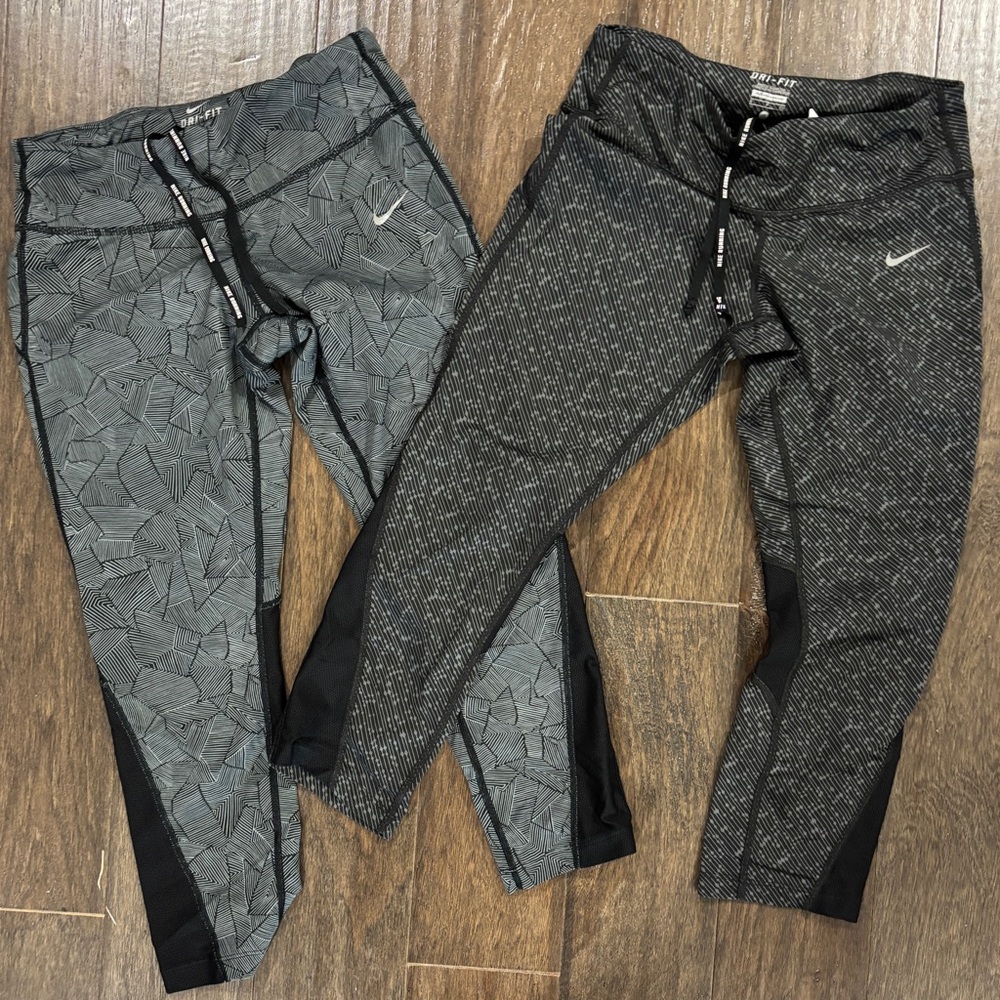 Nike Women’s Dri-Fit Patterned Black and Gray Leggings